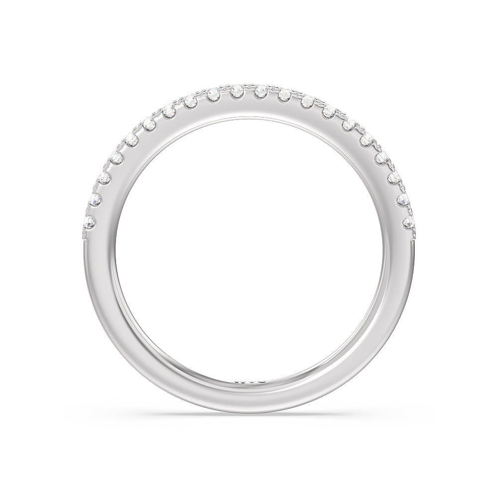 Vela Midi Hidden Halo Diamond Wedding Band with Platinum Cut Diamond in 14KT Platinum view 2
