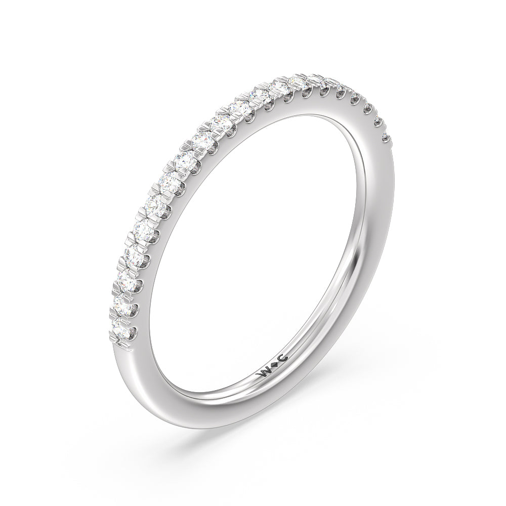 Vela Midi Hidden Halo Diamond Wedding Band with Platinum Cut Diamond in 14KT Platinum view 4
