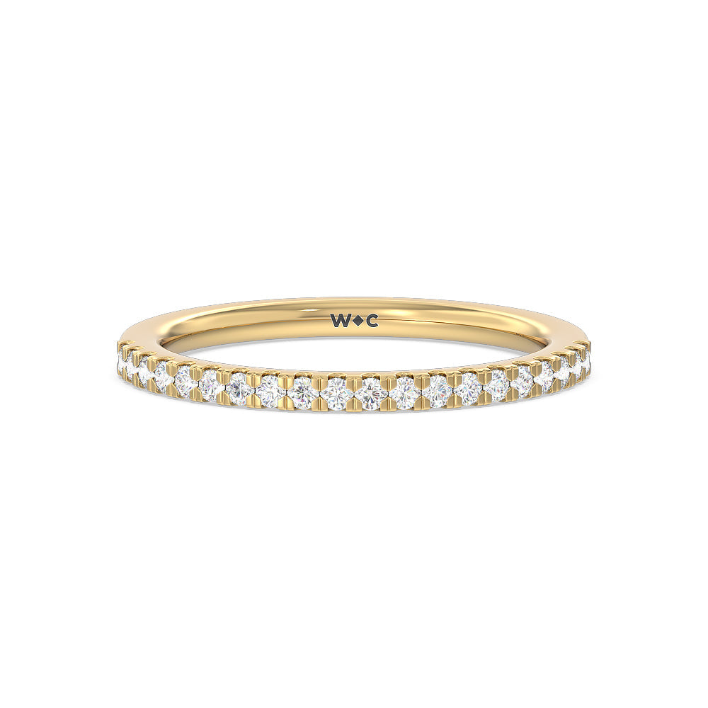 Vela Midi Hidden Halo Diamond Wedding Band with 18KT Yellow Gold Cut Diamond in 14KT Yellow Gold view 1
