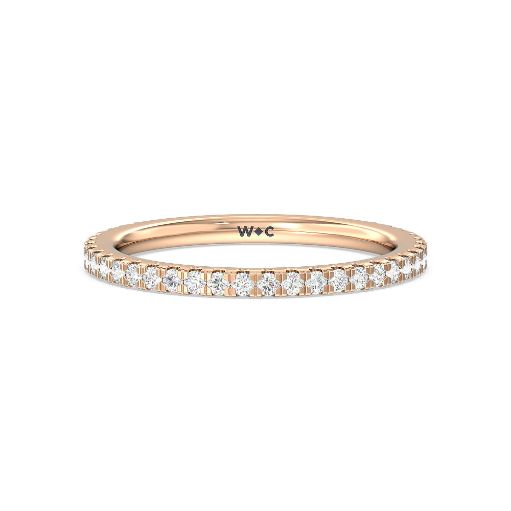 Ara Midi Hidden Halo Diamond Wedding Band with 18KT Rose Gold Cut Diamond in 14KT Rose Gold view 1
