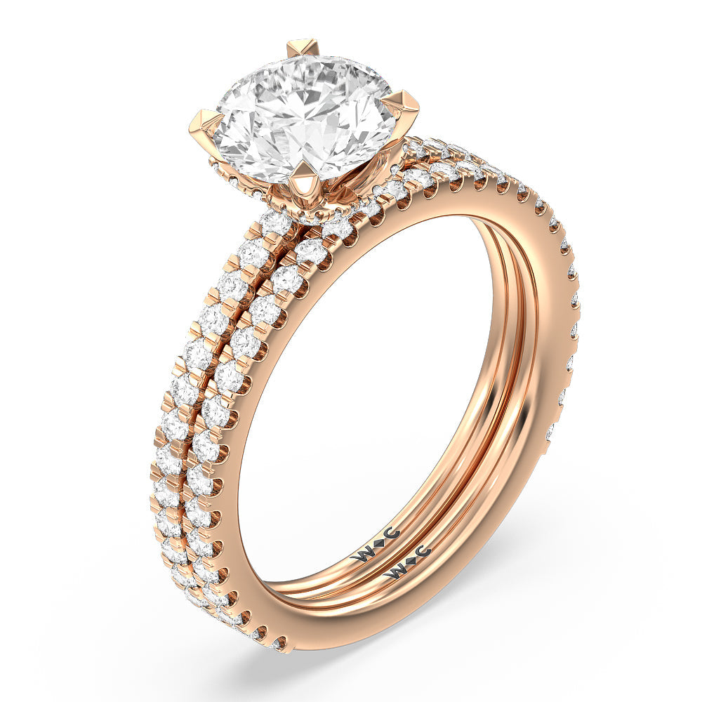 Ara Midi Hidden Halo Engagement Ring with Emerald Cut Diamond in 14KT Rose Gold view 6
