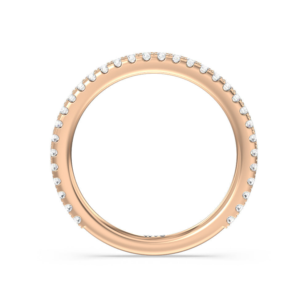 Ara Midi Hidden Halo Diamond Wedding Band with 18KT Rose Gold Cut Diamond in 14KT Rose Gold view 2
