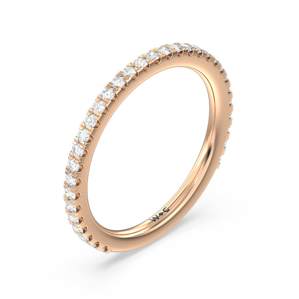 Ara Midi Hidden Halo Diamond Wedding Band with 18KT Rose Gold Cut Diamond in 14KT Rose Gold view 4
