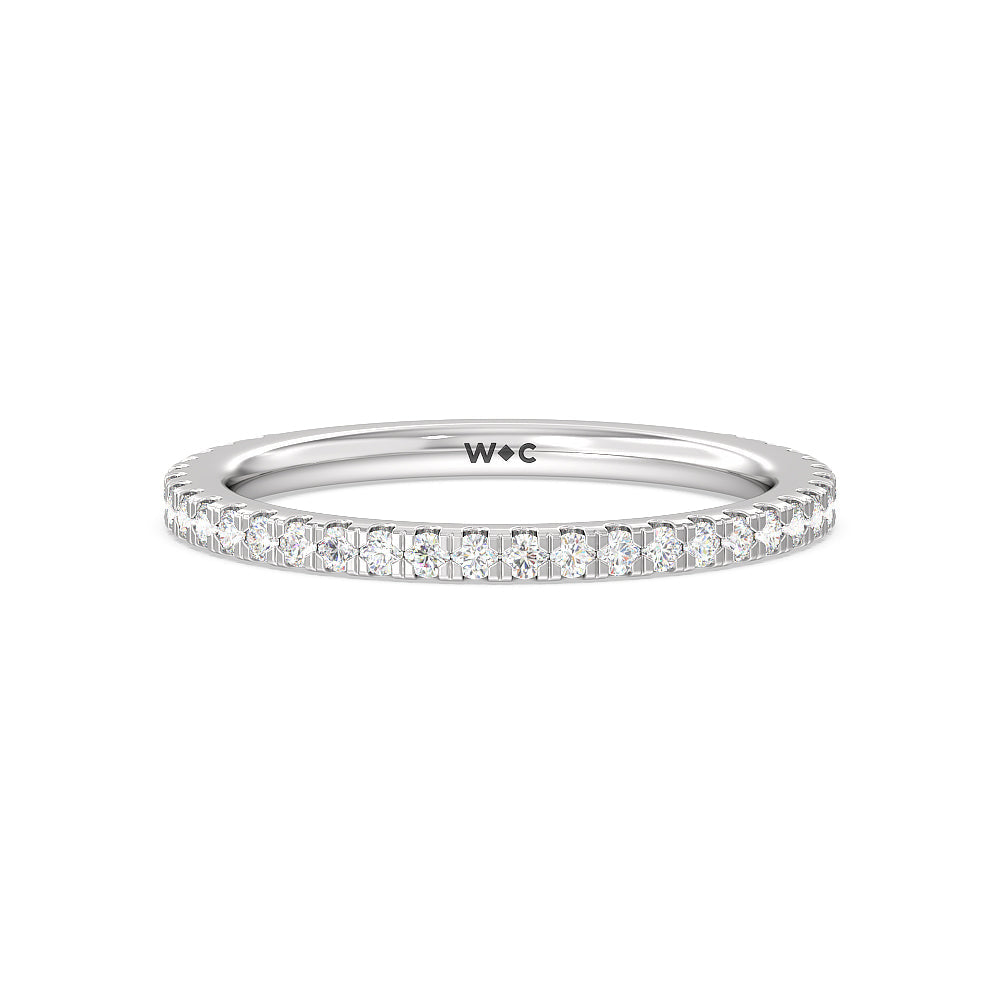 Ara Midi Hidden Halo Diamond Wedding Band with Platinum Cut Diamond in 14KT Platinum view 1
