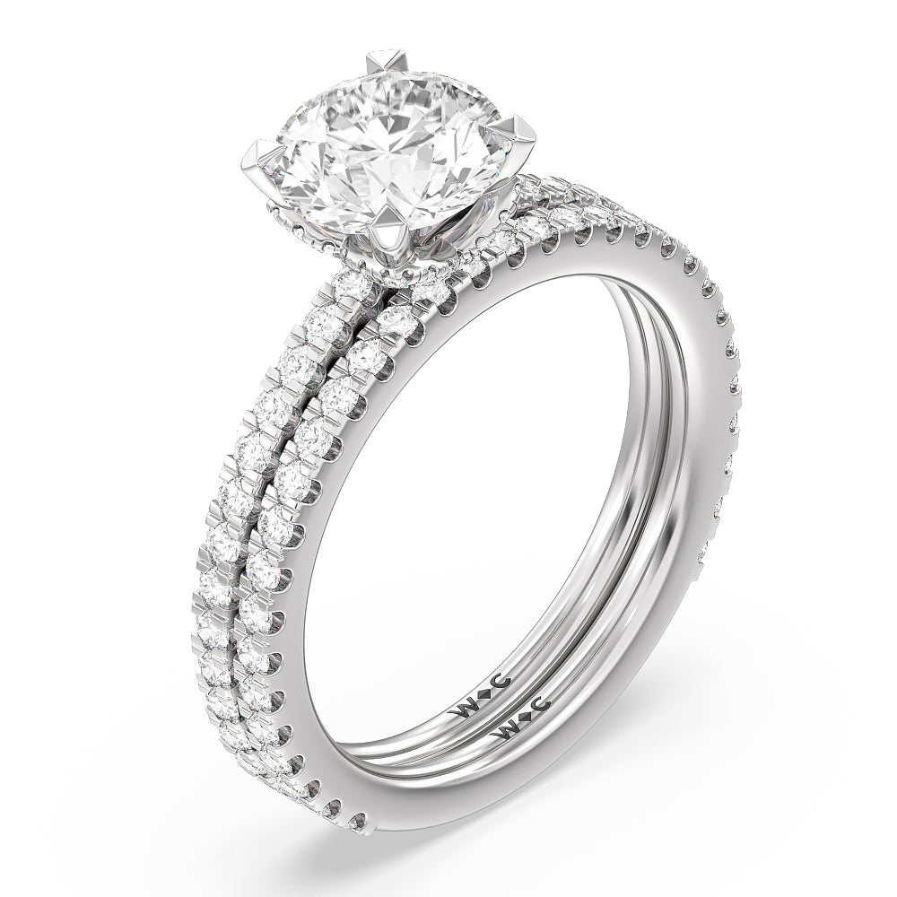 Ara Midi Hidden Halo Engagement Ring with Emerald Cut Diamond in 14KT Rose Gold view 4
