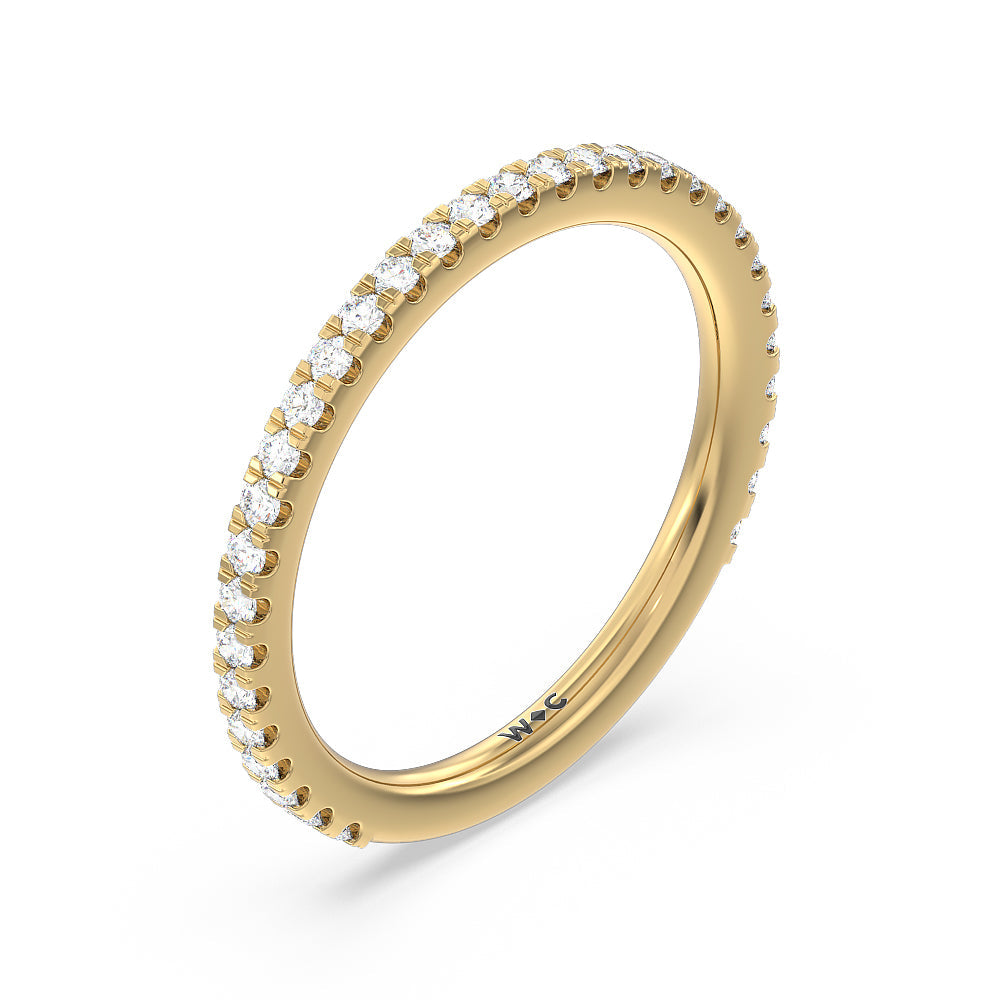 Ara Midi Hidden Halo Diamond Wedding Band with 18KT Yellow Gold Cut Diamond in 14KT Yellow Gold view 4
