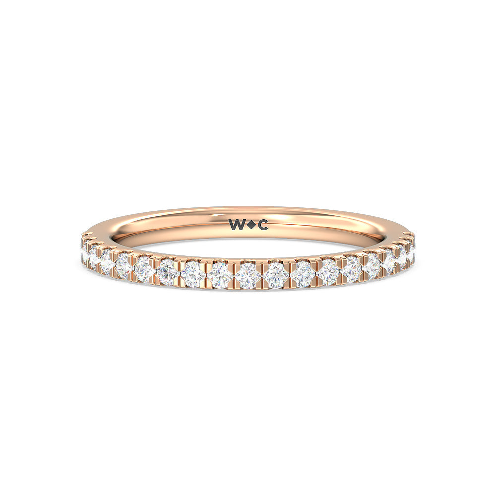 Vela Medi Hidden Halo Diamond Wedding Band with 18KT Rose Gold Cut Diamond in 14KT Rose Gold view 1
