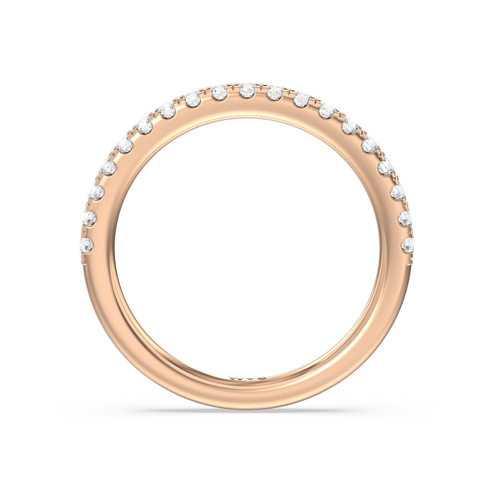 Vela Medi Hidden Halo Diamond Wedding Band with 18KT Rose Gold Cut Diamond in 14KT Rose Gold view 2

