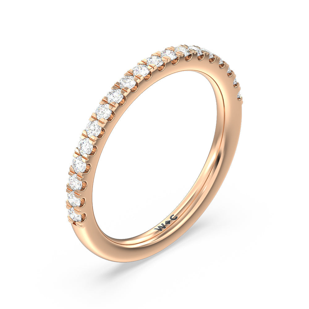 Vela Medi Hidden Halo Diamond Wedding Band with 18KT Rose Gold Cut Diamond in 14KT Rose Gold view 4
