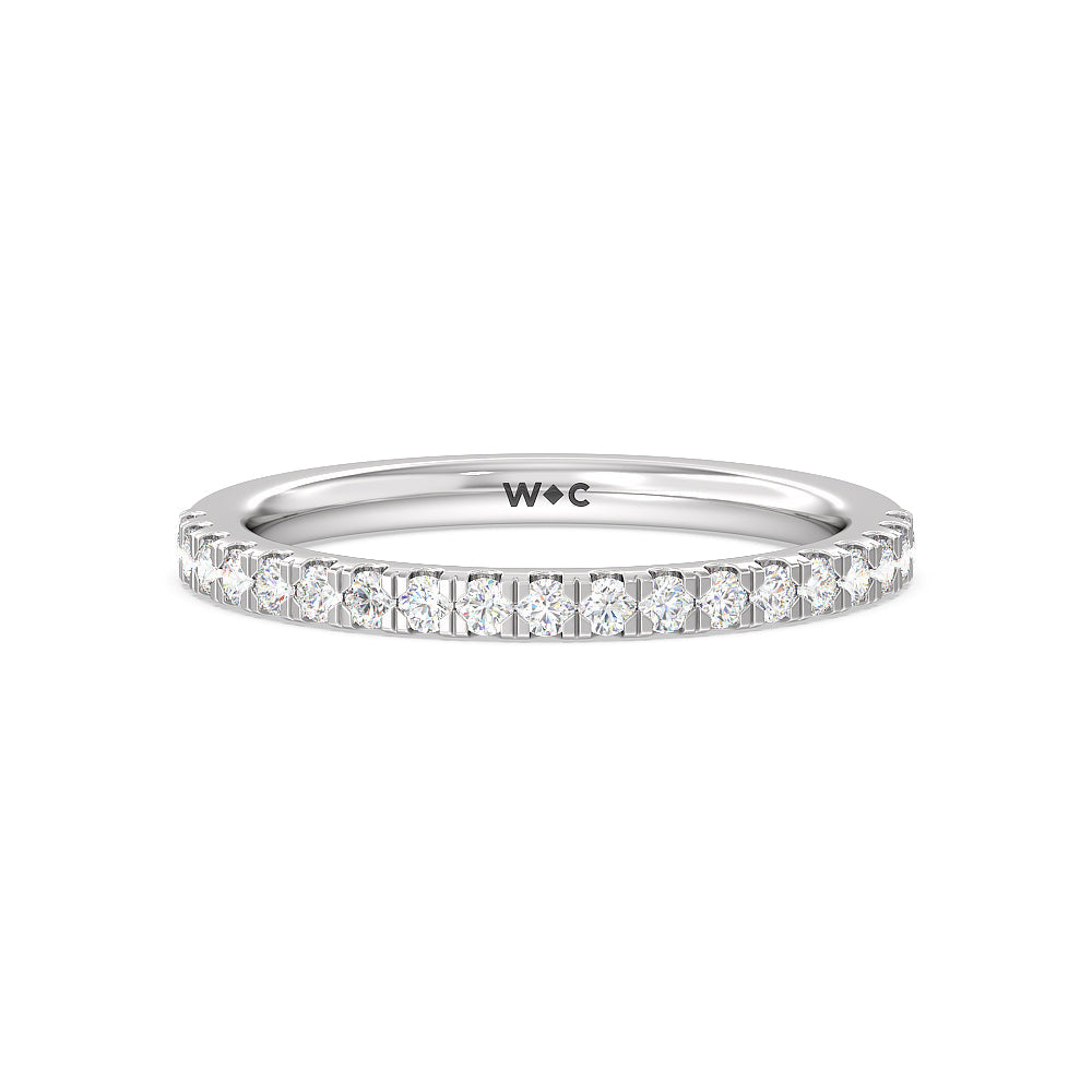 Vela Medi Hidden Halo Diamond Wedding Band with Platinum Cut Diamond in 14KT Platinum view 1
