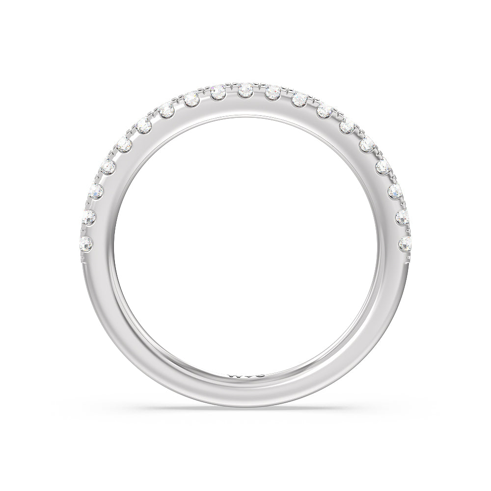 Vela Medi Hidden Halo Diamond Wedding Band with Platinum Cut Diamond in 14KT Platinum view 2
