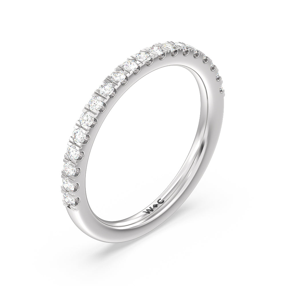 Vela Medi Hidden Halo Diamond Wedding Band with Platinum Cut Diamond in 14KT Platinum view 4
