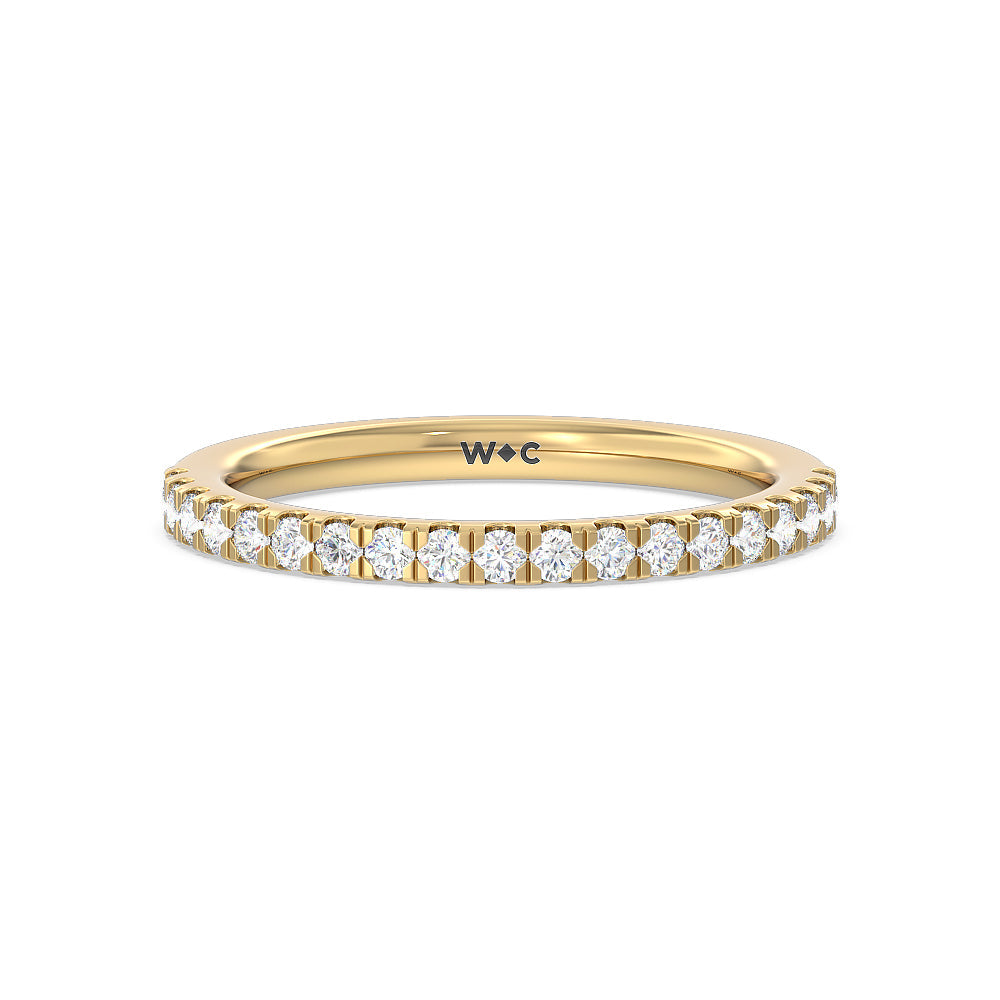 Vela Medi Hidden Halo Diamond Wedding Band with 18KT Yellow Gold Cut Diamond in 14KT Yellow Gold view 1
