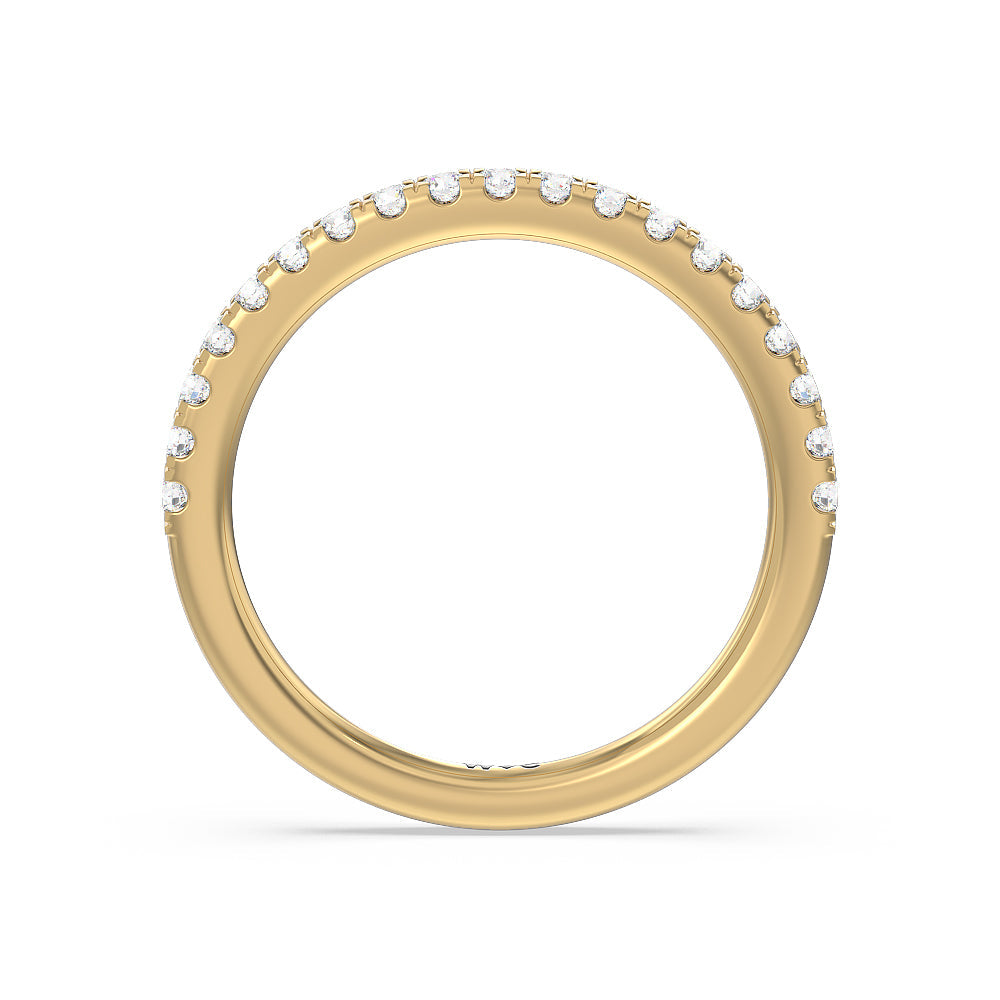Vela Medi Hidden Halo Diamond Wedding Band with 18KT Yellow Gold Cut Diamond in 14KT Yellow Gold view 2
