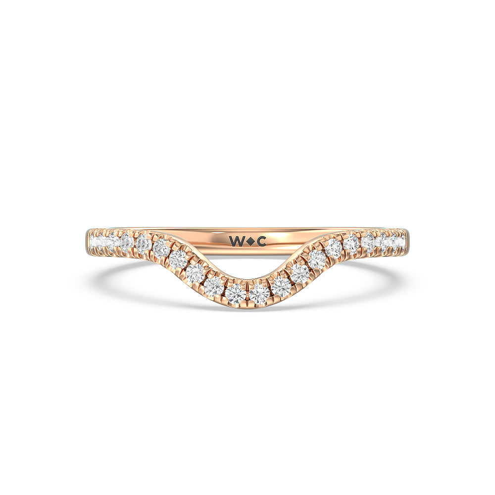 Tapering Baguette Halo Wedding Band with 18KT Rose Gold Cut Diamond in 14KT Rose Gold view 1
