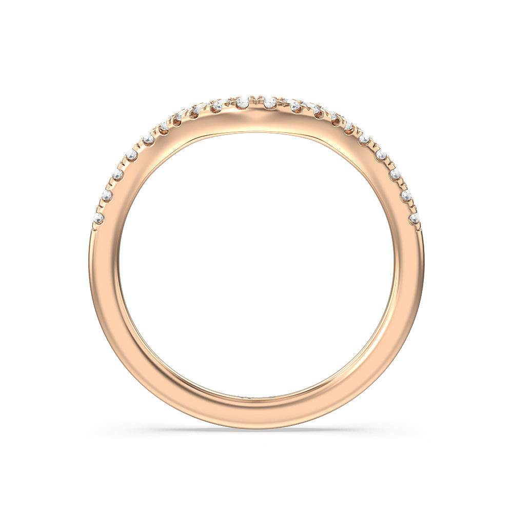 Tapering Baguette Halo Wedding Band with 18KT Rose Gold Cut Diamond in 14KT Rose Gold view 4
