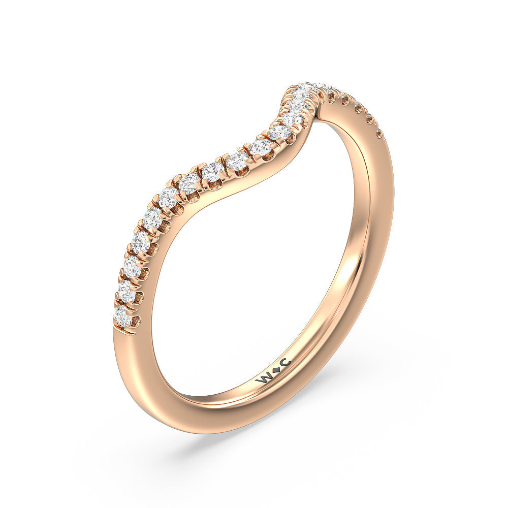 Tapering Baguette Halo Wedding Band with 18KT Rose Gold Cut Diamond in 14KT Rose Gold view 2
