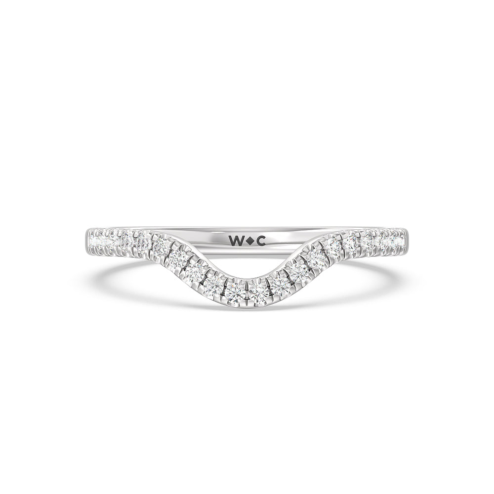 Tapering Baguette Halo Wedding Band with Platinum Cut Diamond in 14KT Platinum view 1
