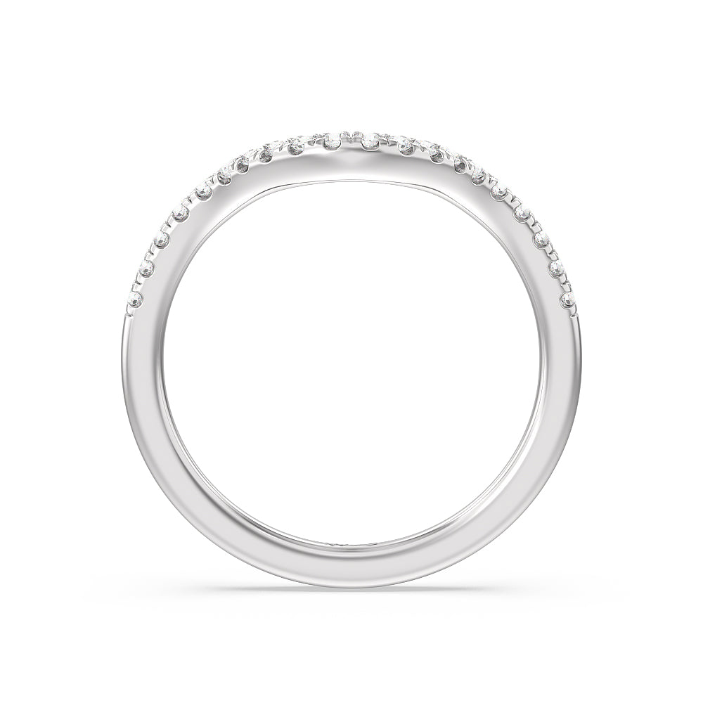 Tapering Baguette Halo Wedding Band with Platinum Cut Diamond in 14KT Platinum view 4
