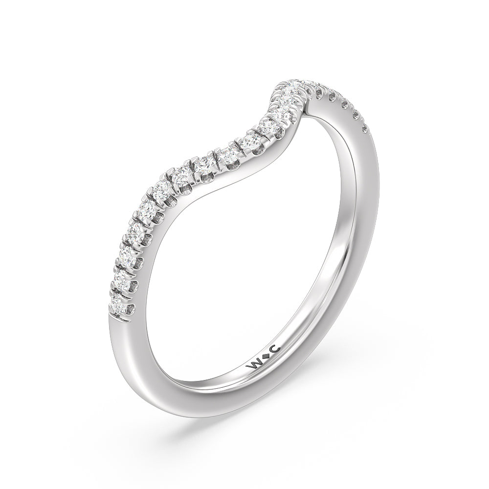 Tapering Baguette Halo Wedding Band with Platinum Cut Diamond in 14KT Platinum view 2
