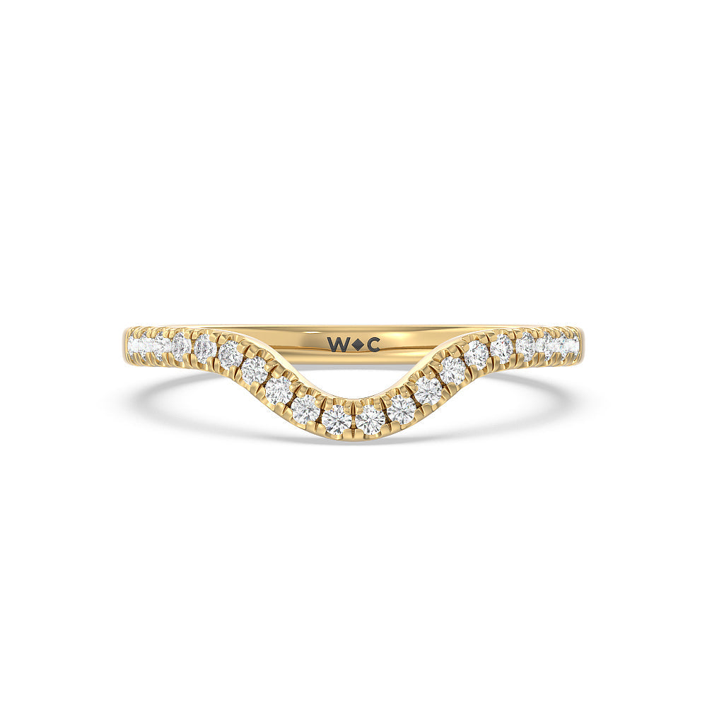 Tapering Baguette Halo Wedding Band with 18KT Yellow Gold Cut Diamond in 14KT Yellow Gold view 1
