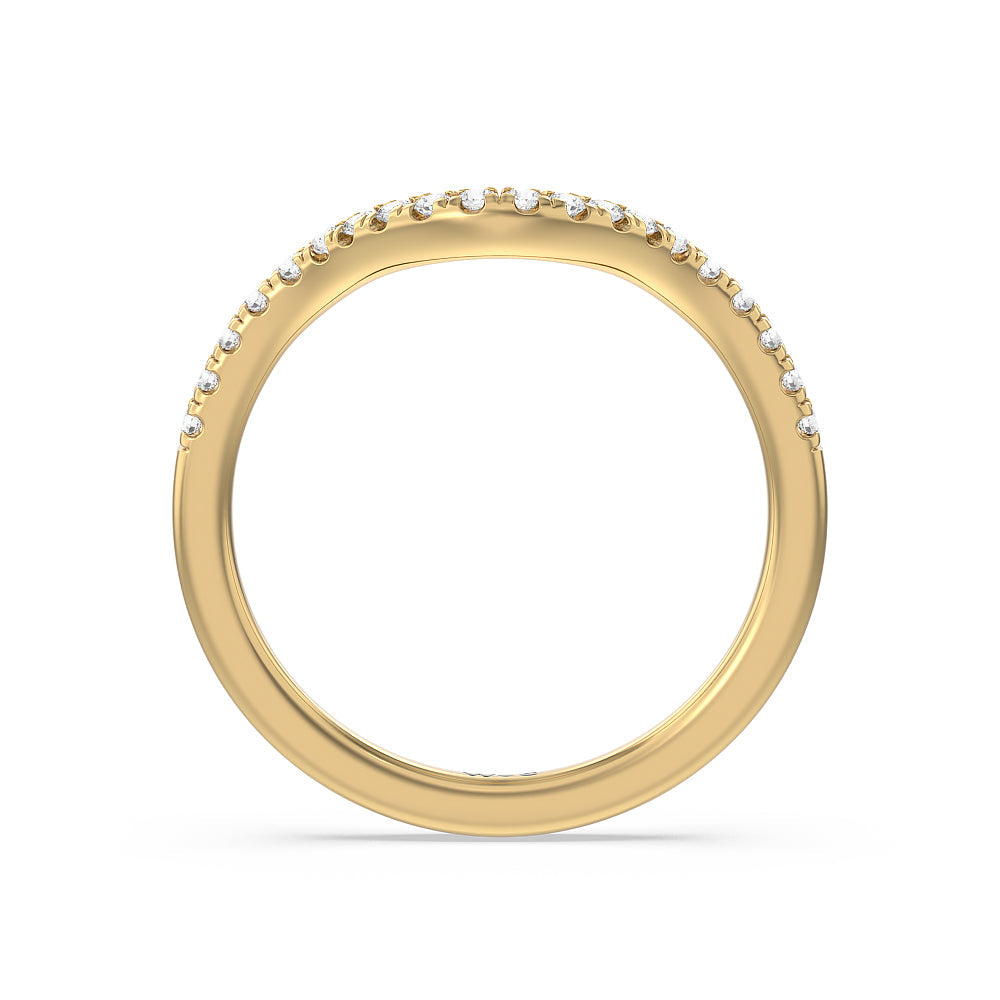 Tapering Baguette Halo Wedding Band with 18KT Yellow Gold Cut Diamond in 14KT Yellow Gold view 4
