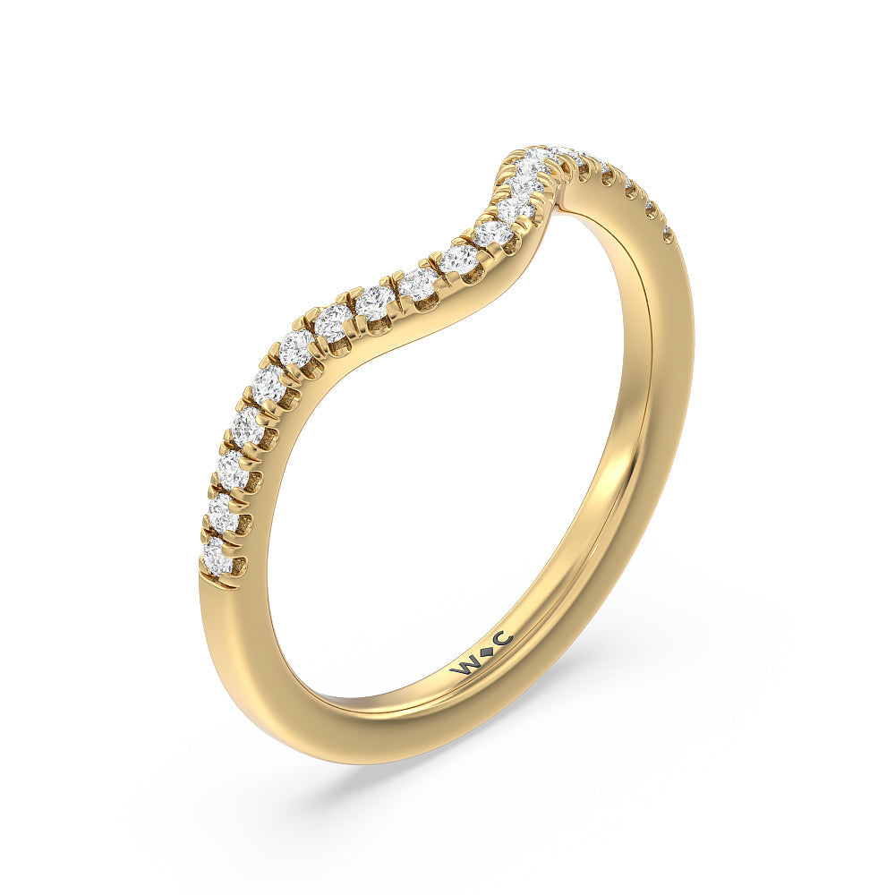Tapering Baguette Halo Wedding Band with 18KT Yellow Gold Cut Diamond in 14KT Yellow Gold view 2

