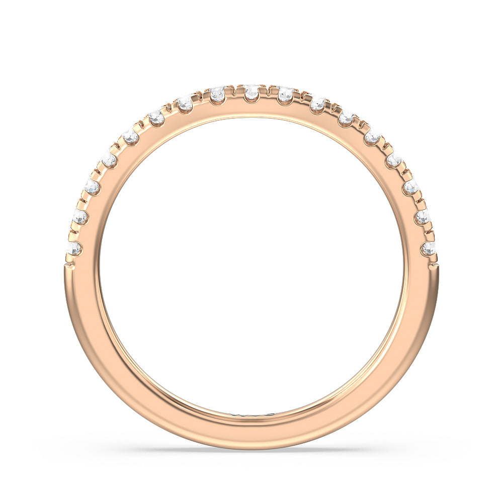 Halo Cathedral Studded Shank Floral Basket Diamond Wedding Band with 18KT Rose Gold Cut Diamond in 14KT Rose Gold view 2
