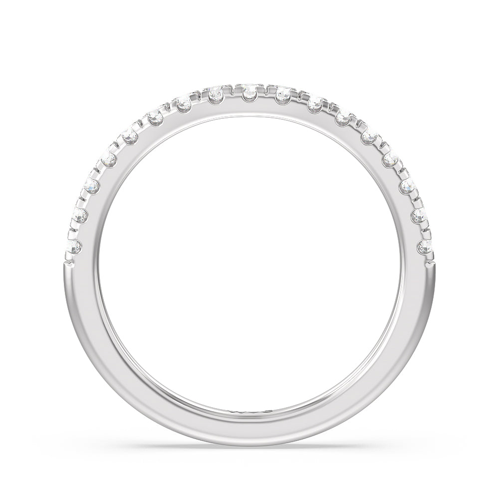Halo Cathedral Studded Shank Floral Basket Diamond Wedding Band with Platinum Cut Diamond in 14KT Platinum view 2
