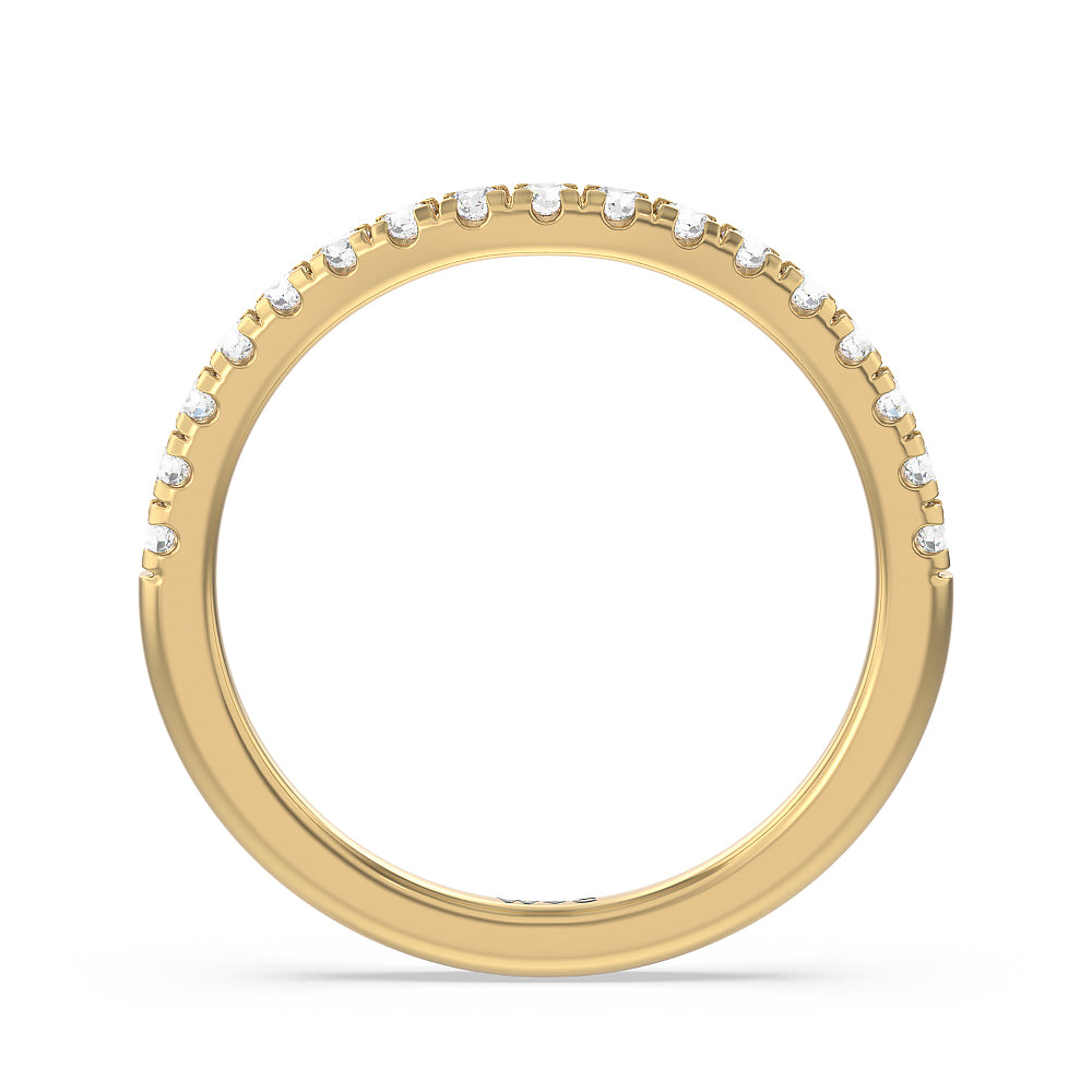 Halo Cathedral Studded Shank Floral Basket Diamond Wedding Band with 18KT Yellow Gold Cut Diamond in 14KT Yellow Gold view 2
