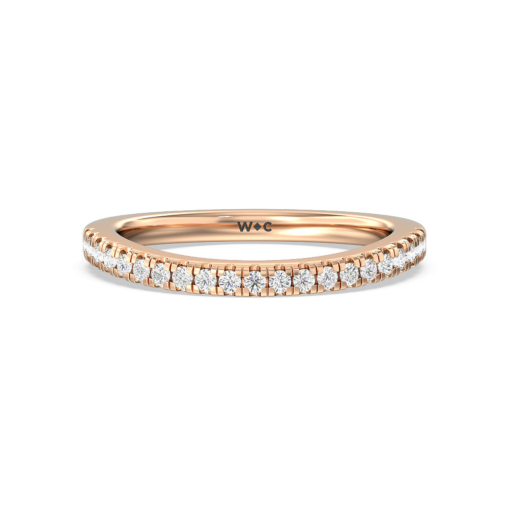 Double Halo Split Shank Cathedral Wedding Band with 18KT Rose Gold Cut Diamond in 14KT Rose Gold view 1
