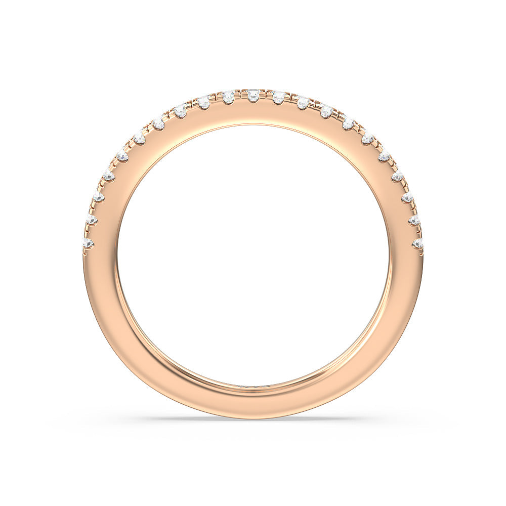Double Halo Split Shank Cathedral Wedding Band with 18KT Rose Gold Cut Diamond in 14KT Rose Gold view 4
