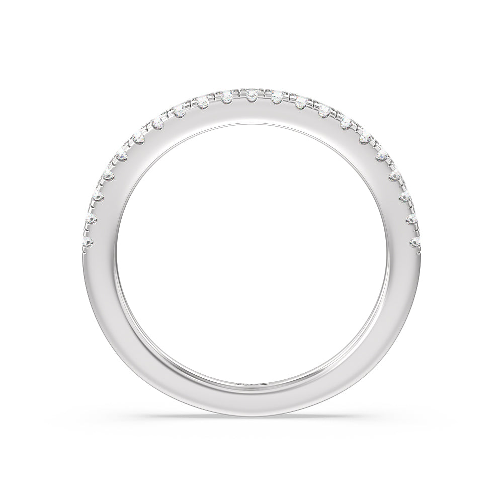 Double Halo Split Shank Cathedral Wedding Band with Platinum Cut Diamond in 14KT Platinum view 4
