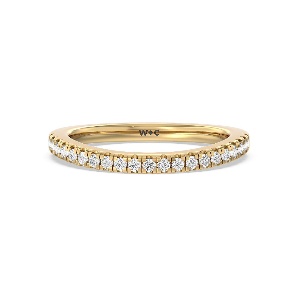 Double Halo Split Shank Cathedral Wedding Band with 18KT Yellow Gold Cut Diamond in 14KT Yellow Gold view 1
