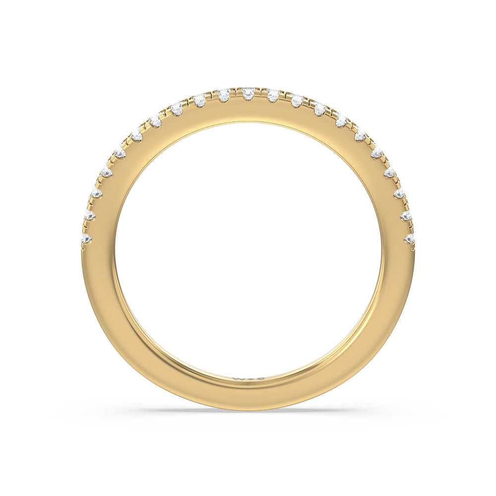 Double Halo Split Shank Cathedral Wedding Band with 18KT Yellow Gold Cut Diamond in 14KT Yellow Gold view 4
