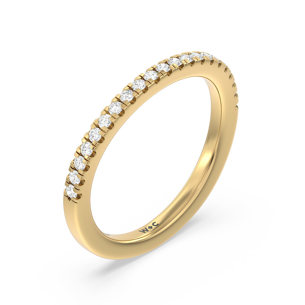 Double Halo Split Shank Cathedral Wedding Band with 18KT Yellow Gold Cut Diamond in 14KT Yellow Gold view 2

