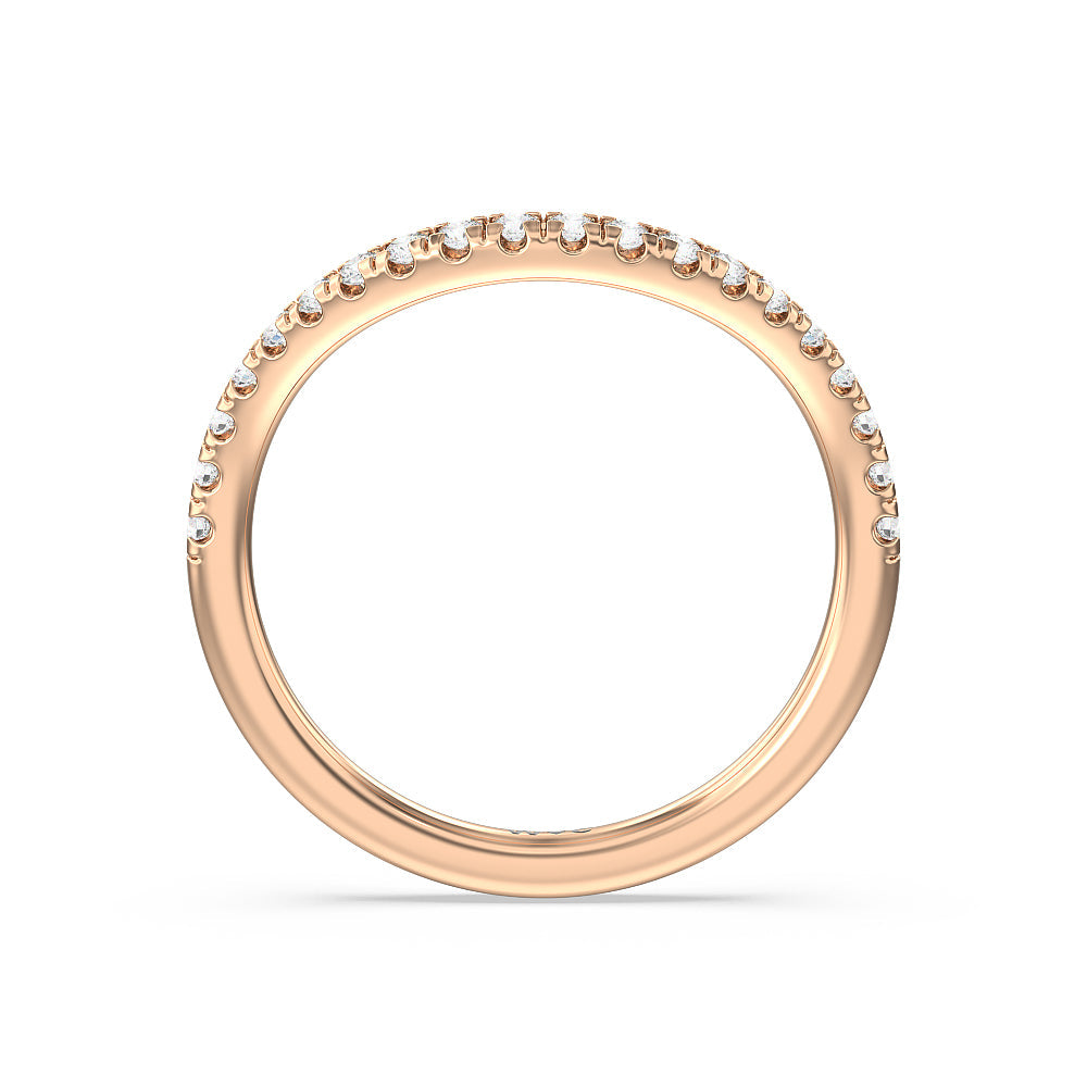 Side Stone Bridge Accent Wedding Band with 18KT Rose Gold Cut Diamond in 14KT Rose Gold view 4
