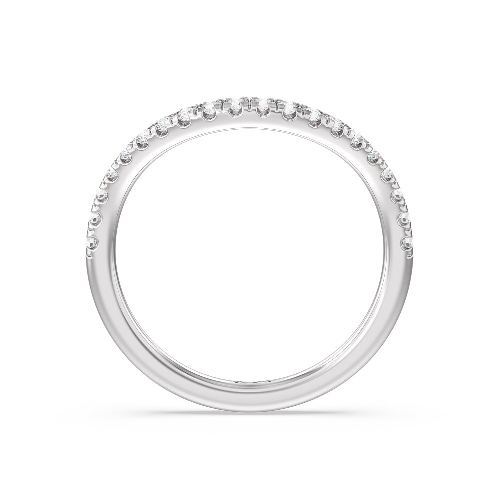 Side Stone Bridge Accent Wedding Band with Platinum Cut Diamond in 14KT Platinum view 4
