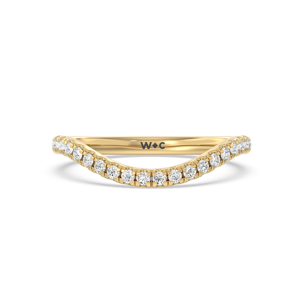 Side Stone Bridge Accent Wedding Band with 18KT Yellow Gold Cut Diamond in 14KT Yellow Gold view 1
