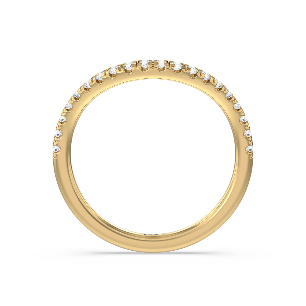Side Stone Bridge Accent Wedding Band with 18KT Yellow Gold Cut Diamond in 14KT Yellow Gold view 4
