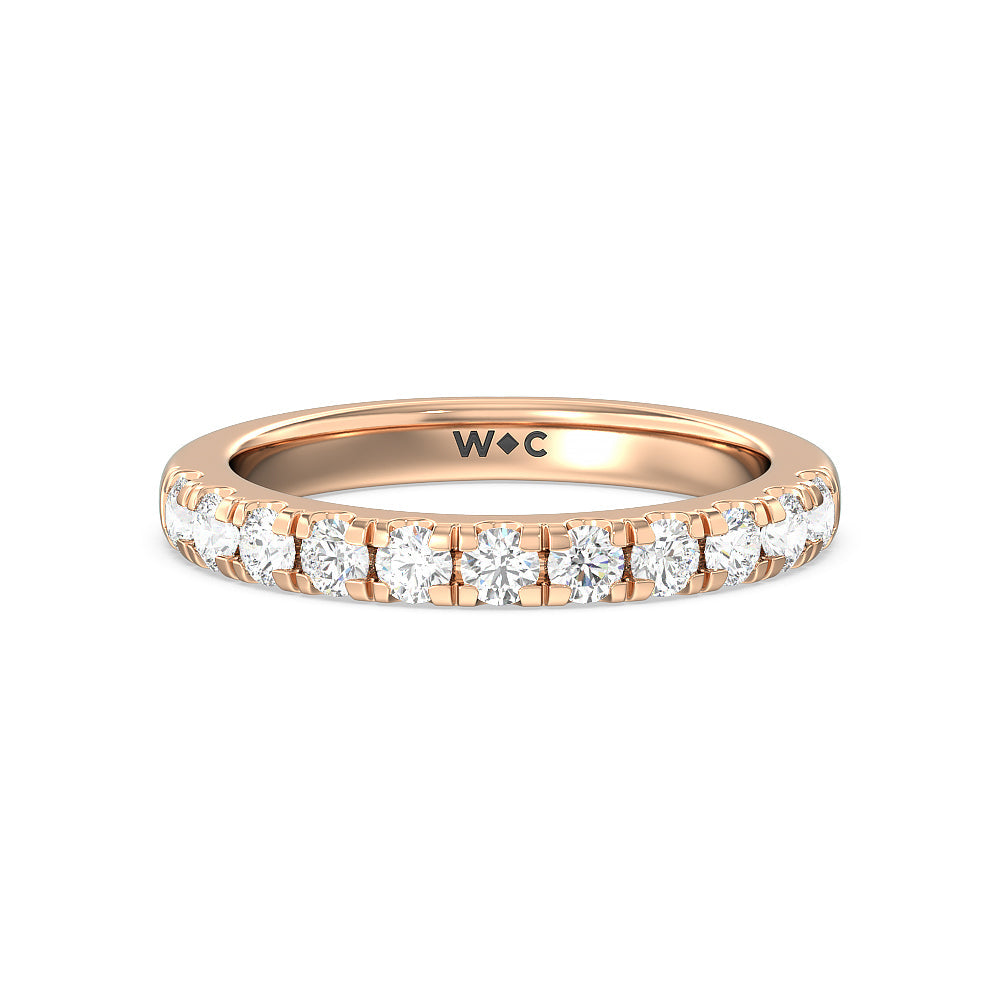 Luxe Classic Solitaire Broad Band Diamond Wedding Band with 18KT Rose Gold Cut Diamond in 14KT Rose Gold view 1

