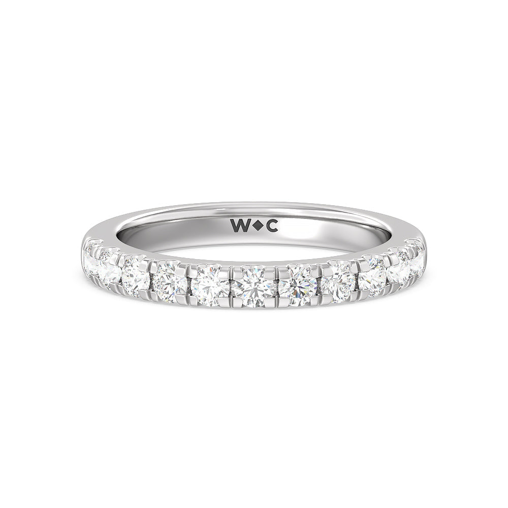 Luxe Classic Solitaire Broad Band Diamond Wedding Band with Platinum Cut Diamond in 14KT Platinum view 1
