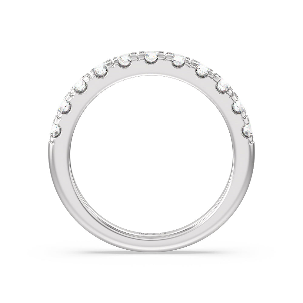 Luxe Classic Solitaire Broad Band Diamond Wedding Band with Platinum Cut Diamond in 14KT Platinum view 2
