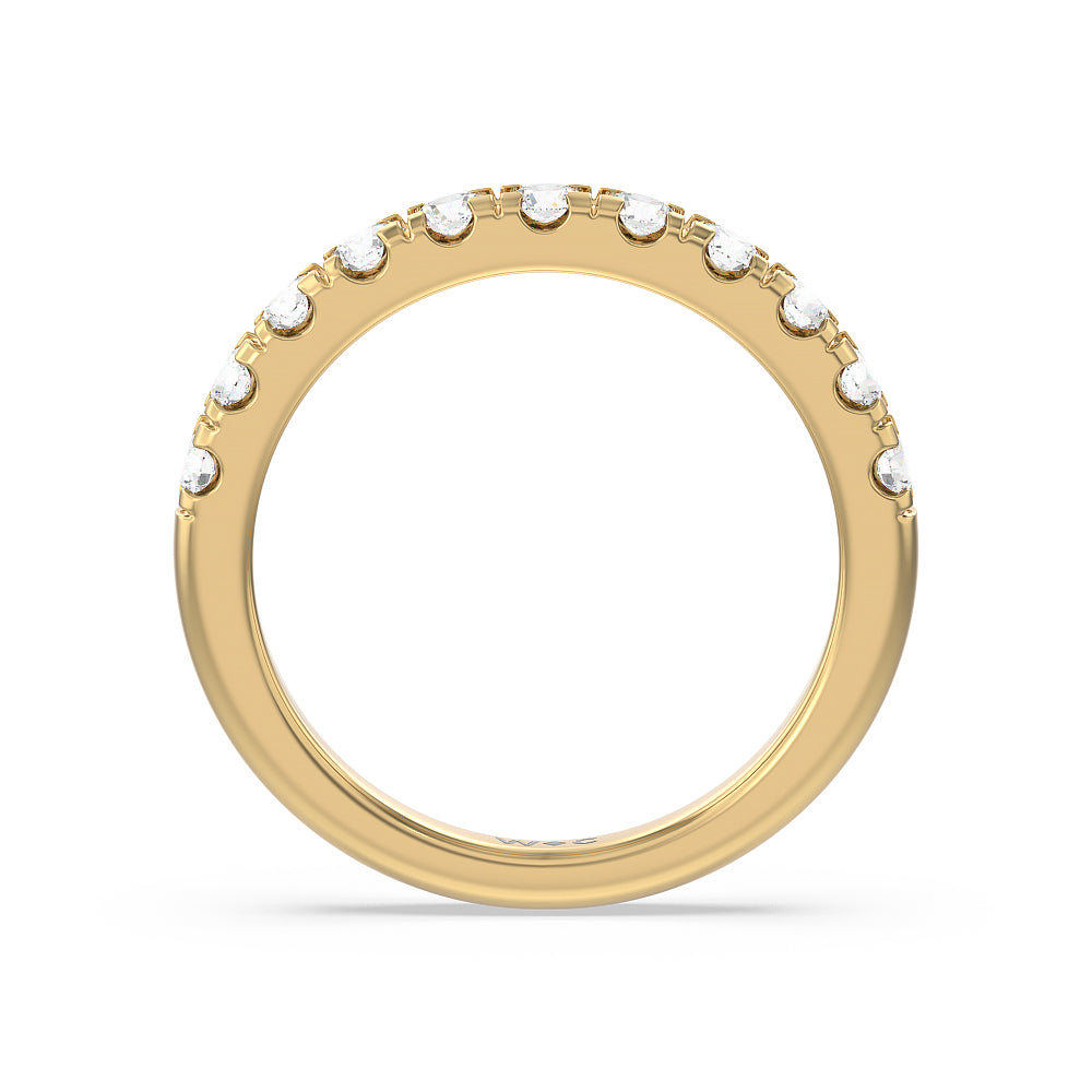 Luxe Classic Solitaire Broad Band Diamond Wedding Band with 18KT Yellow Gold Cut Diamond in 14KT Yellow Gold view 2
