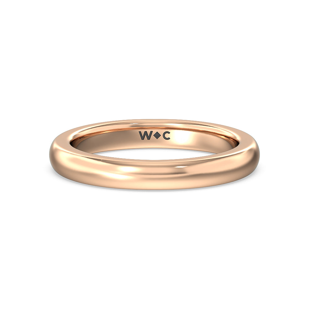 Luxe Classic Solitaire Broad Band Wedding Band with 18KT Rose Gold Cut Diamond in 14KT Rose Gold view 1
