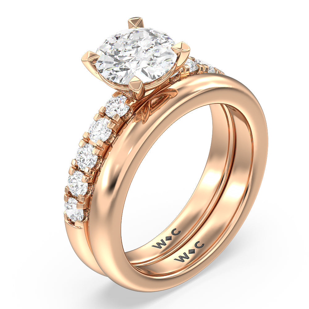 Luxe Classic Solitaire Broad Band Wedding Band with 18KT Rose Gold Cut Diamond in 14KT Rose Gold view 3
