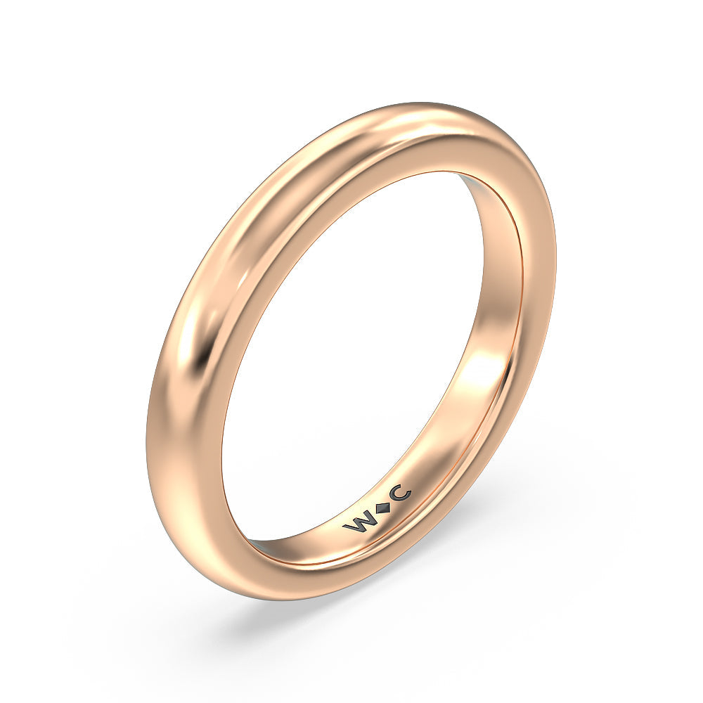 Luxe Classic Solitaire Broad Band Wedding Band with 18KT Rose Gold Cut Diamond in 14KT Rose Gold view 4
