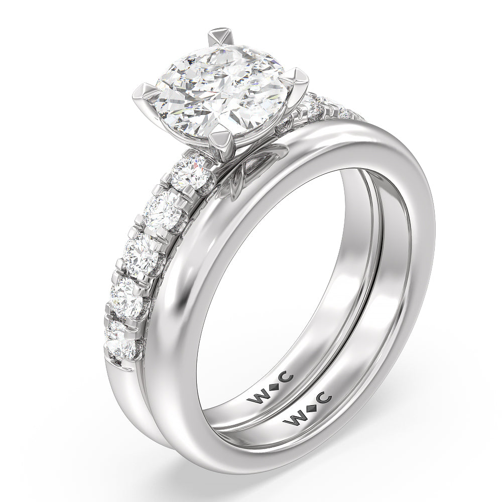 Luxe Classic Solitaire Broad Band Wedding Band with Platinum Cut Diamond in 14KT Platinum view 3
