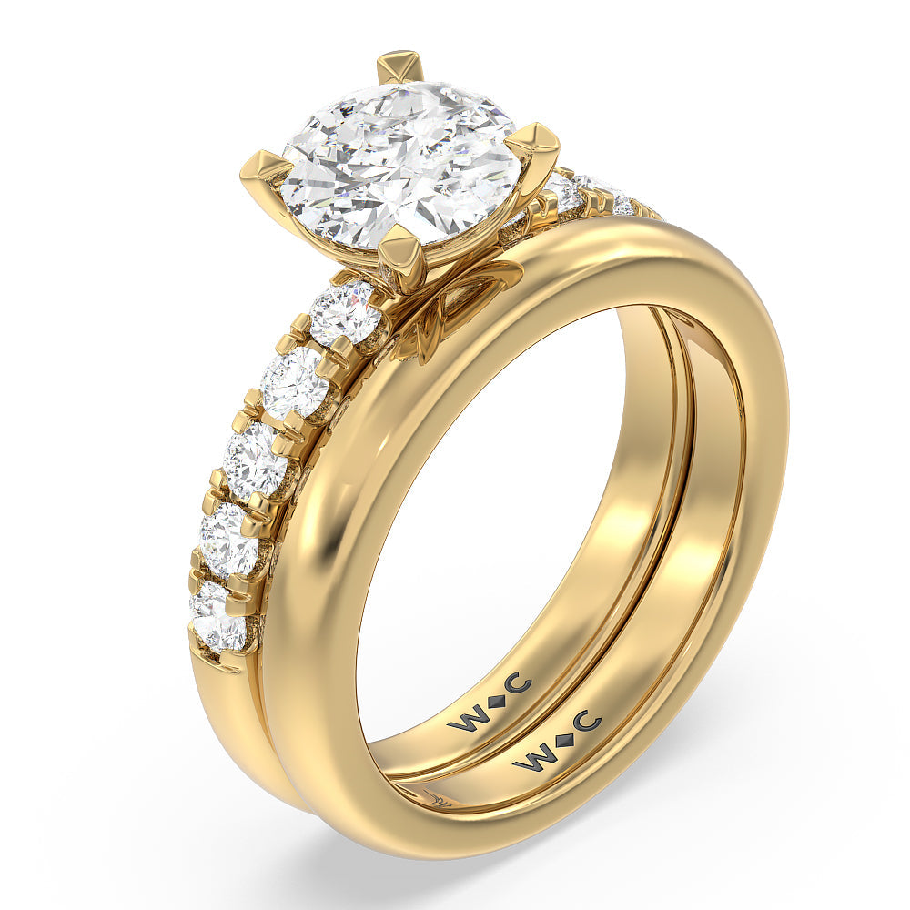 Luxe Classic Solitaire Broad Band Wedding Band with 18KT Yellow Gold Cut Diamond in 14KT Yellow Gold view 3
