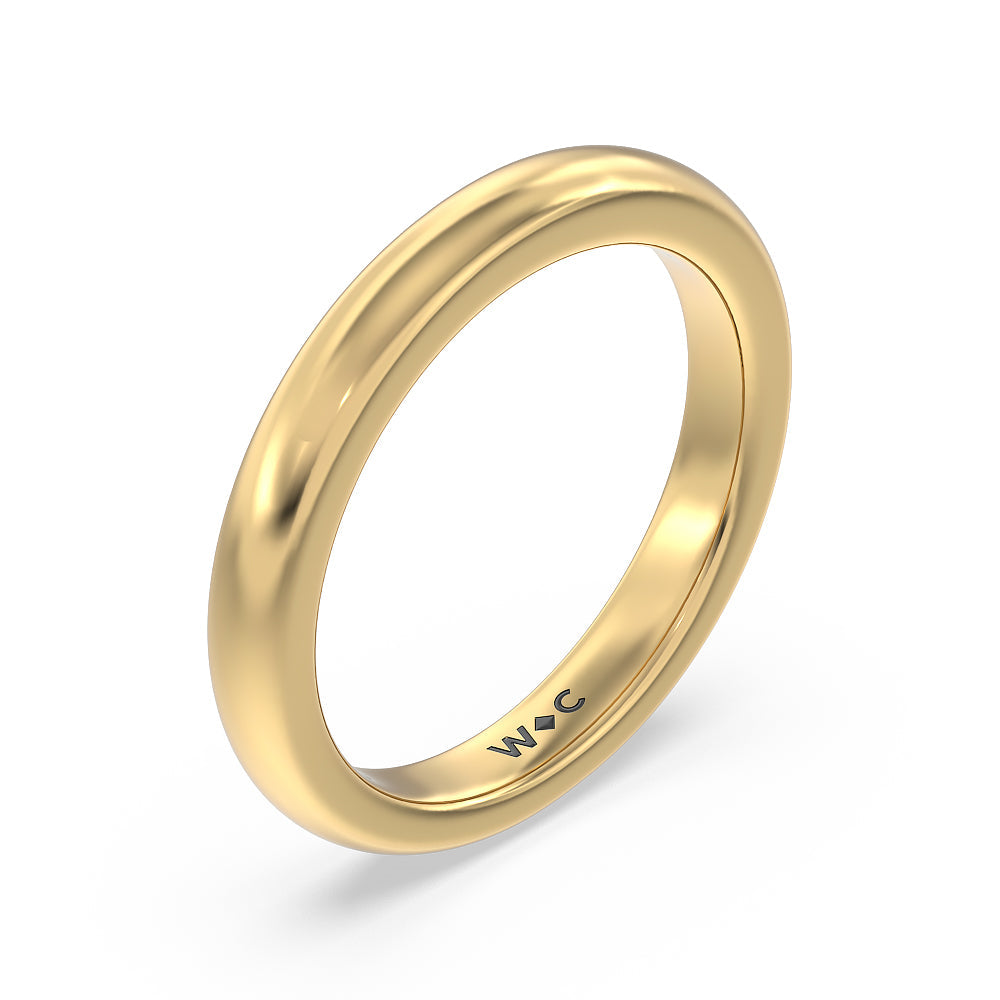 Luxe Classic Solitaire Broad Band Wedding Band with 18KT Yellow Gold Cut Diamond in 14KT Yellow Gold view 4
